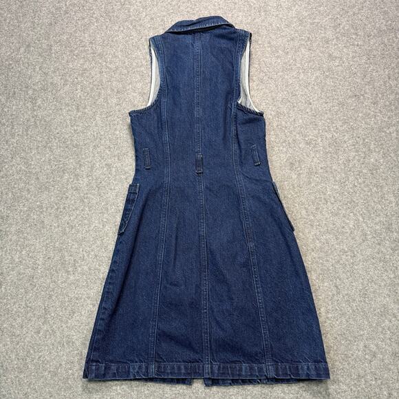Women's Topshop Moto Denim Blue Jean Sleeveless Zip Front Dress Size 4 - Picture 7 of 8